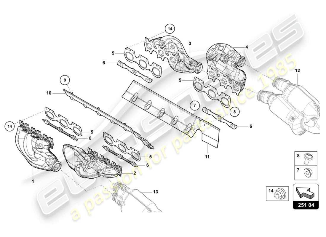 lamborghini ultimae (2022) exhaust system part diagram