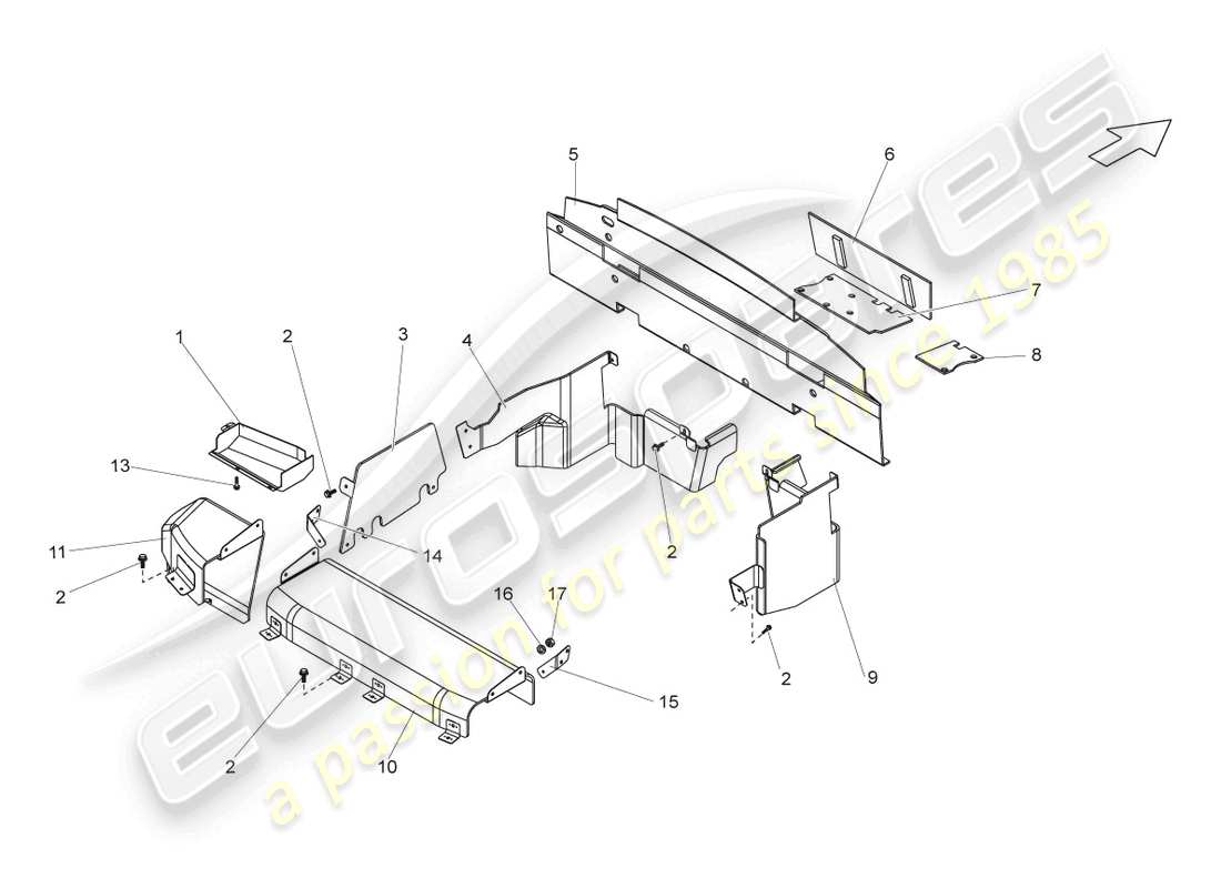 lamborghini gallardo coupe (2005) cross panel with scuttle part diagram