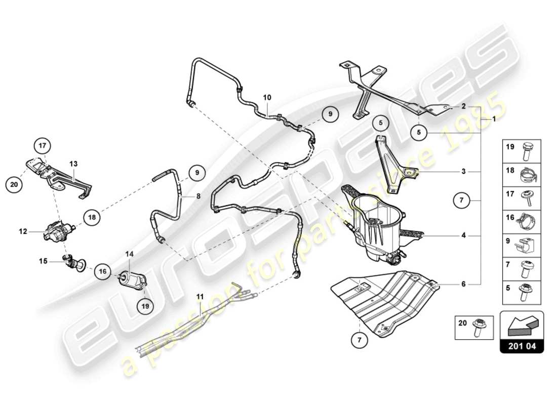 lamborghini urus s (2023) vapour container for activated charcoal canister part diagram