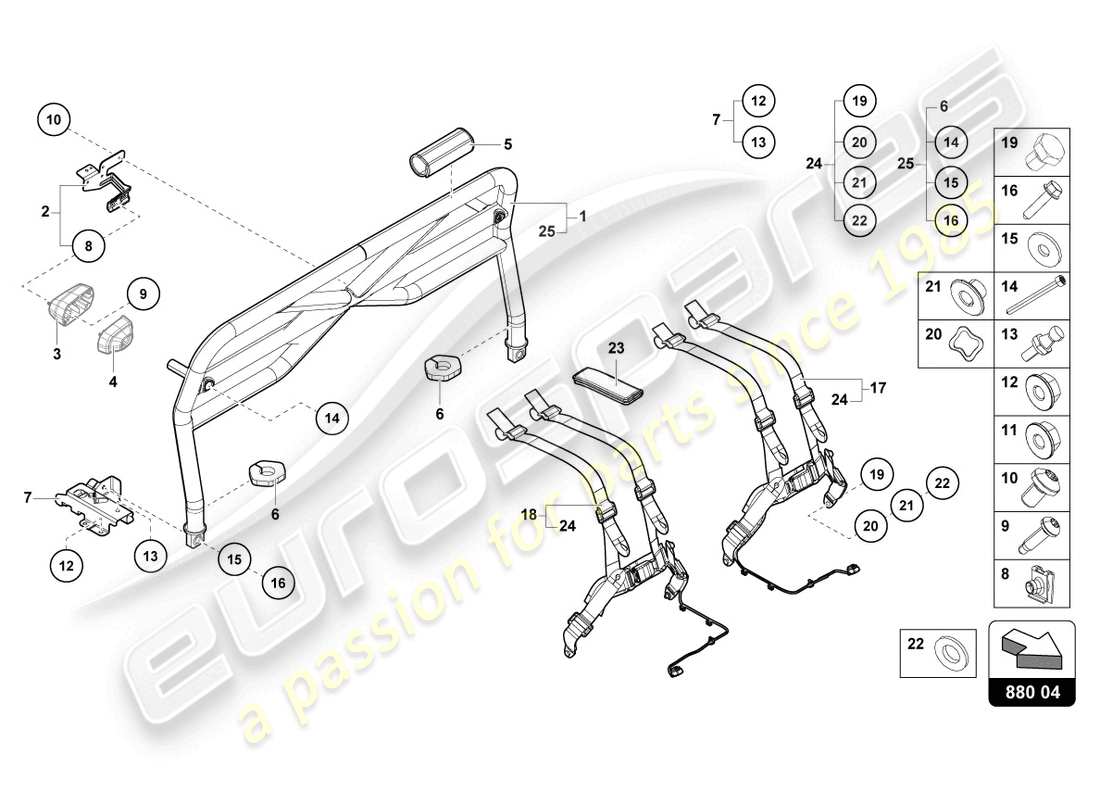 lamborghini sto (2022) roll bar part diagram