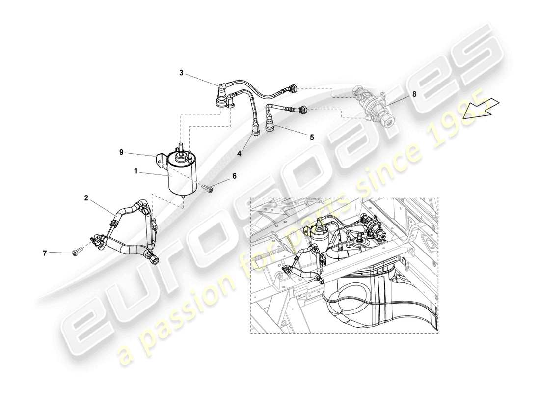 lamborghini lp560-4 spider (2014) fuel filter part diagram