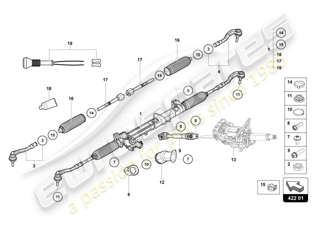 lamborghini ultimae (2022) steering rod part diagram