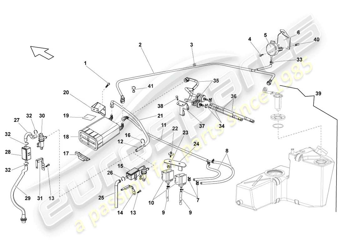 lamborghini gallardo coupe (2004) activated charcoal container part diagram