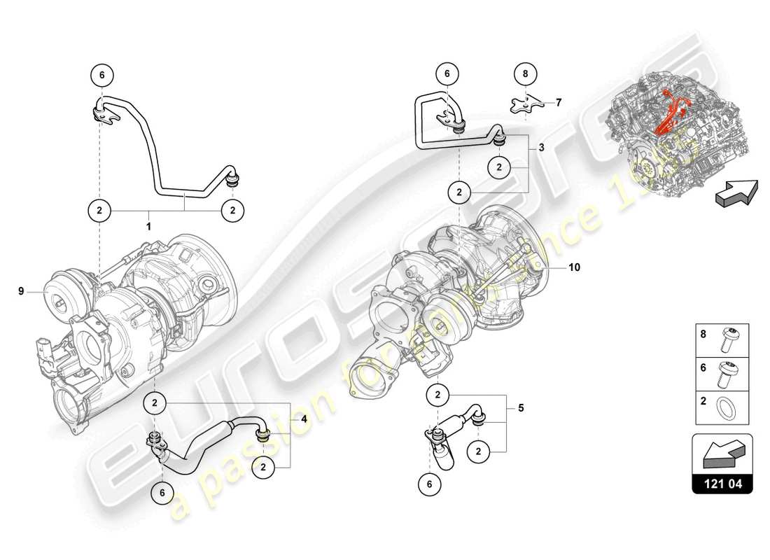 lamborghini urus (2020) coolant cooling system for turbocharger 4.0 ltr. part diagram