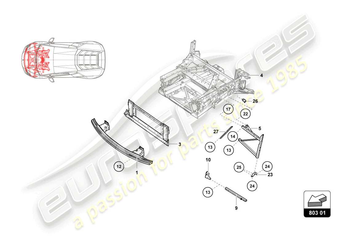 lamborghini super trofeo (2016) front frame outer elements part diagram