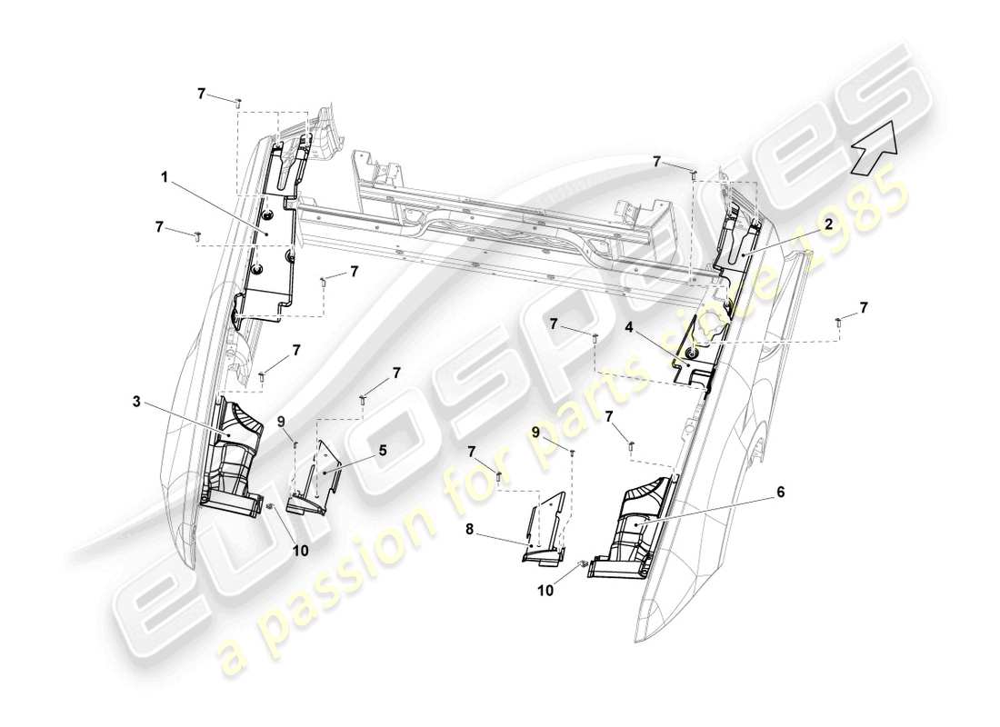 lamborghini lp560-4 spider (2014) cover for engine compartment part diagram