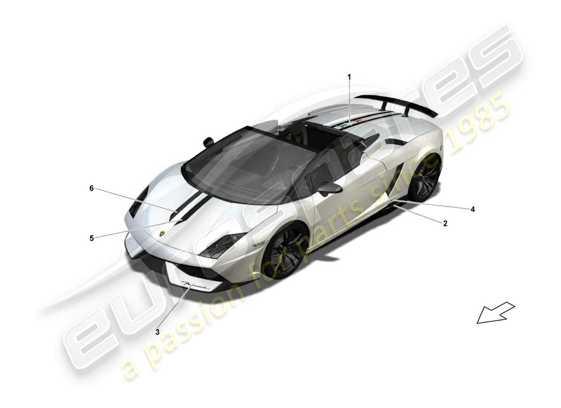 lamborghini lp570-4 spyder performante (2012) decorative adhesive strips part diagram