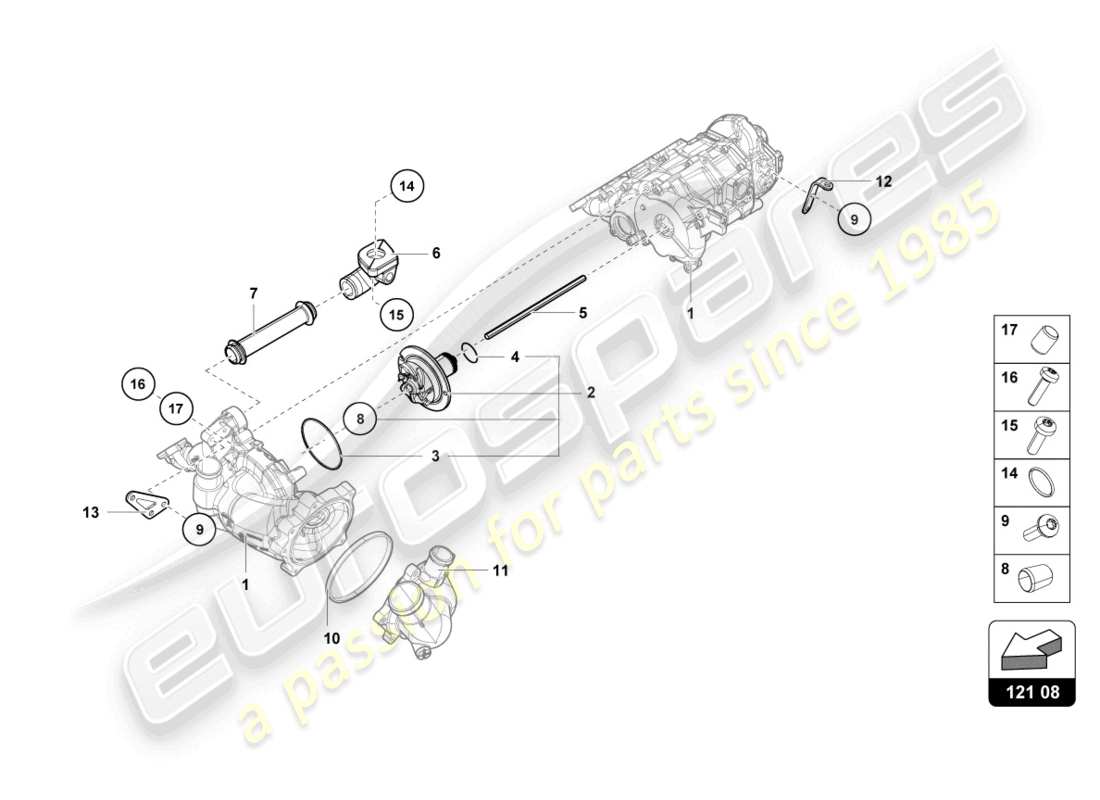 lamborghini evo coupe (2021) mounting for oil pump intermediate shaft part diagram