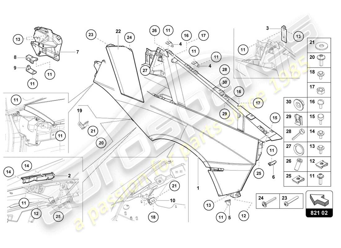 lamborghini ultimae (2022) wing protector rear part diagram