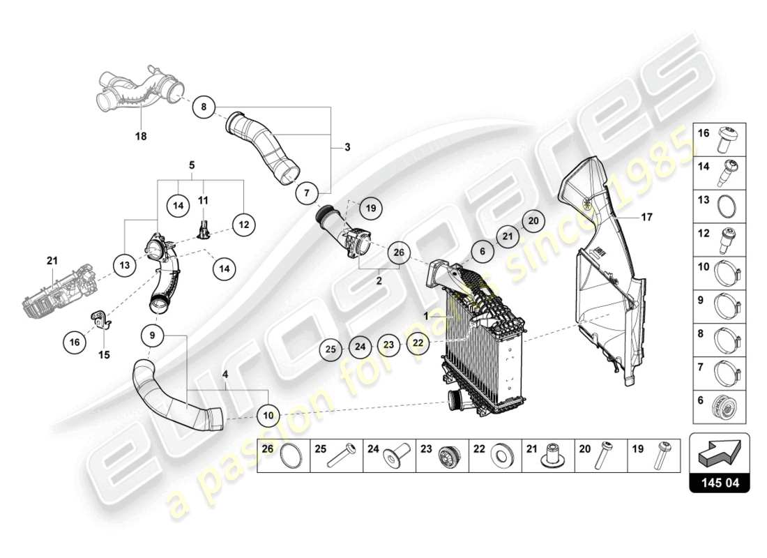 lamborghini urus (2022) charge air cooler right part diagram