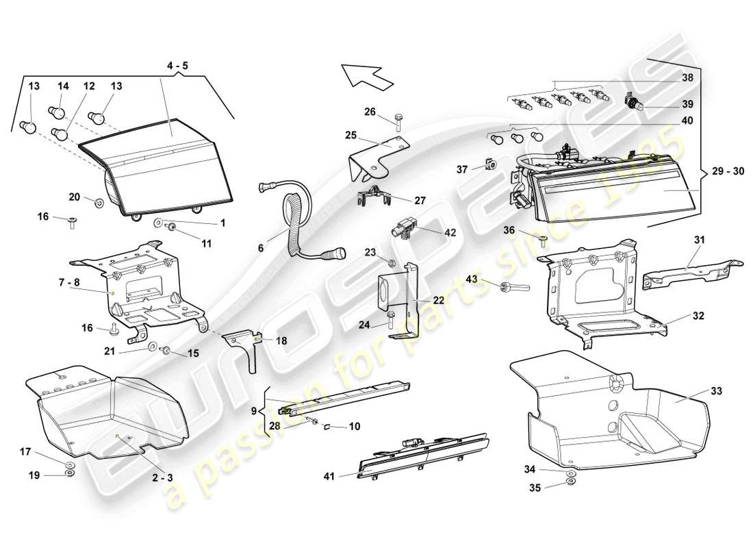 lamborghini gallardo coupe (2005) tail light part diagram