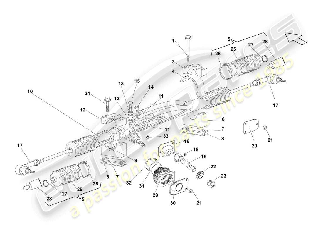 lamborghini gallardo coupe (2005) steering gear part diagram