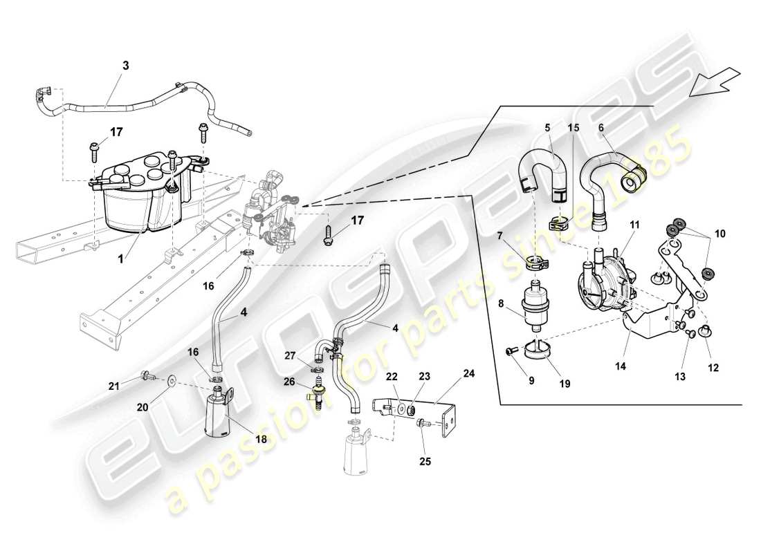 lamborghini lp560-4 coupe (2011) activated carbon filter system part diagram