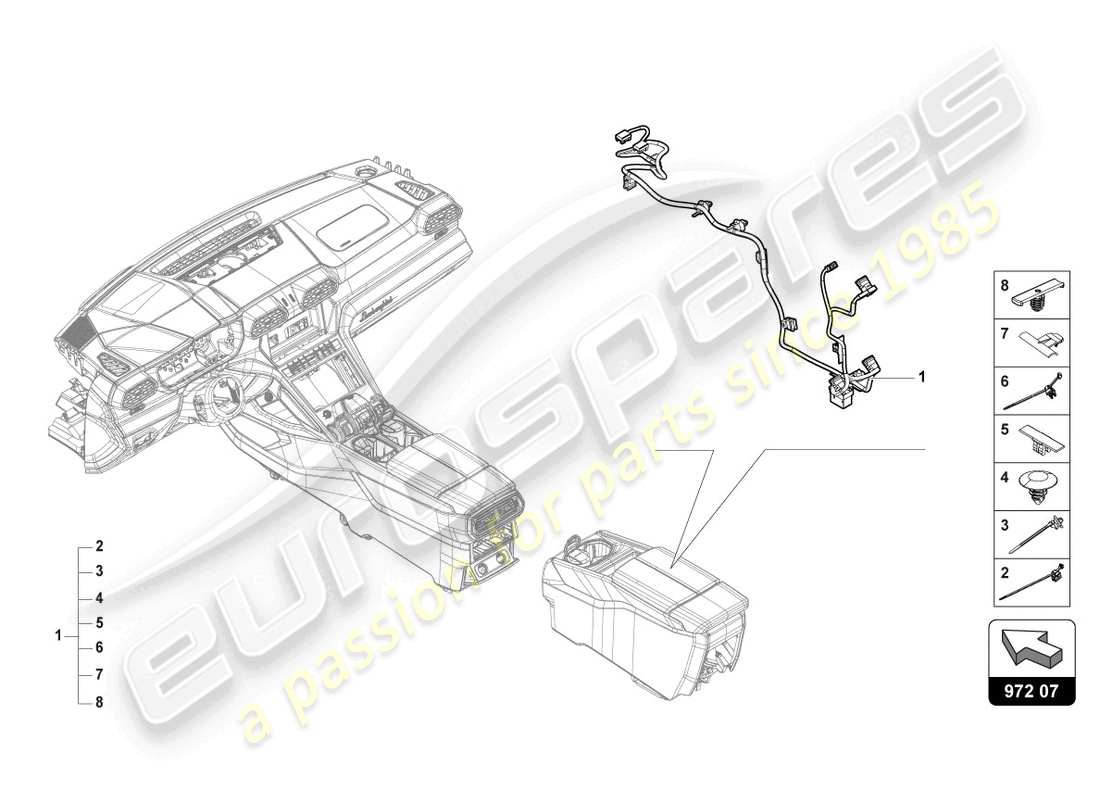 lamborghini urus (2019) wiring harness for rear console part diagram