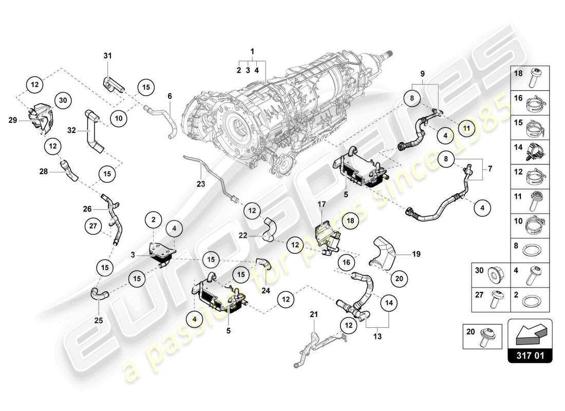 lamborghini urus performante (2024) cooling system for gear oil part diagram