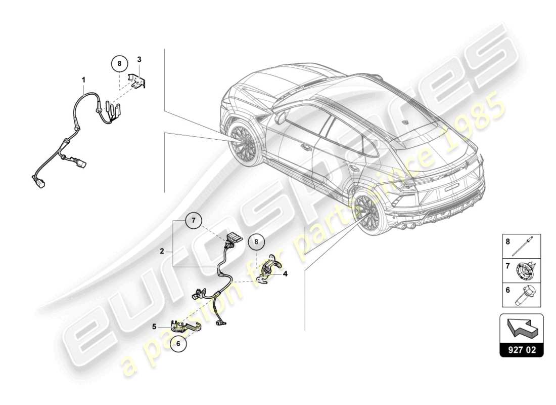 lamborghini urus (2019) wiring harness for anti-lock brakesystem -abs- part diagram