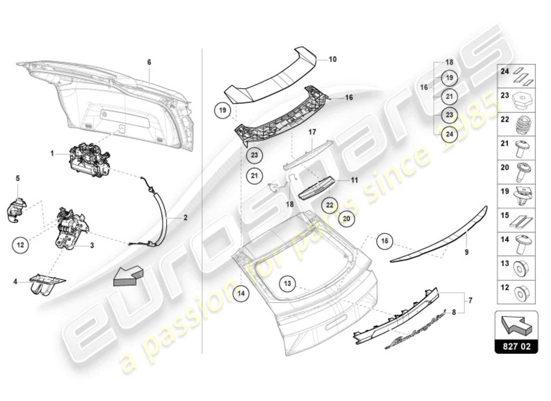 lamborghini urus (2019) rear lid rear part diagram