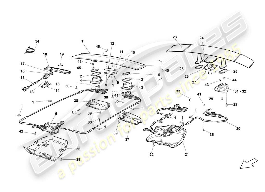 lamborghini lp560-4 coupe (2009) spoiler for rear lid part diagram