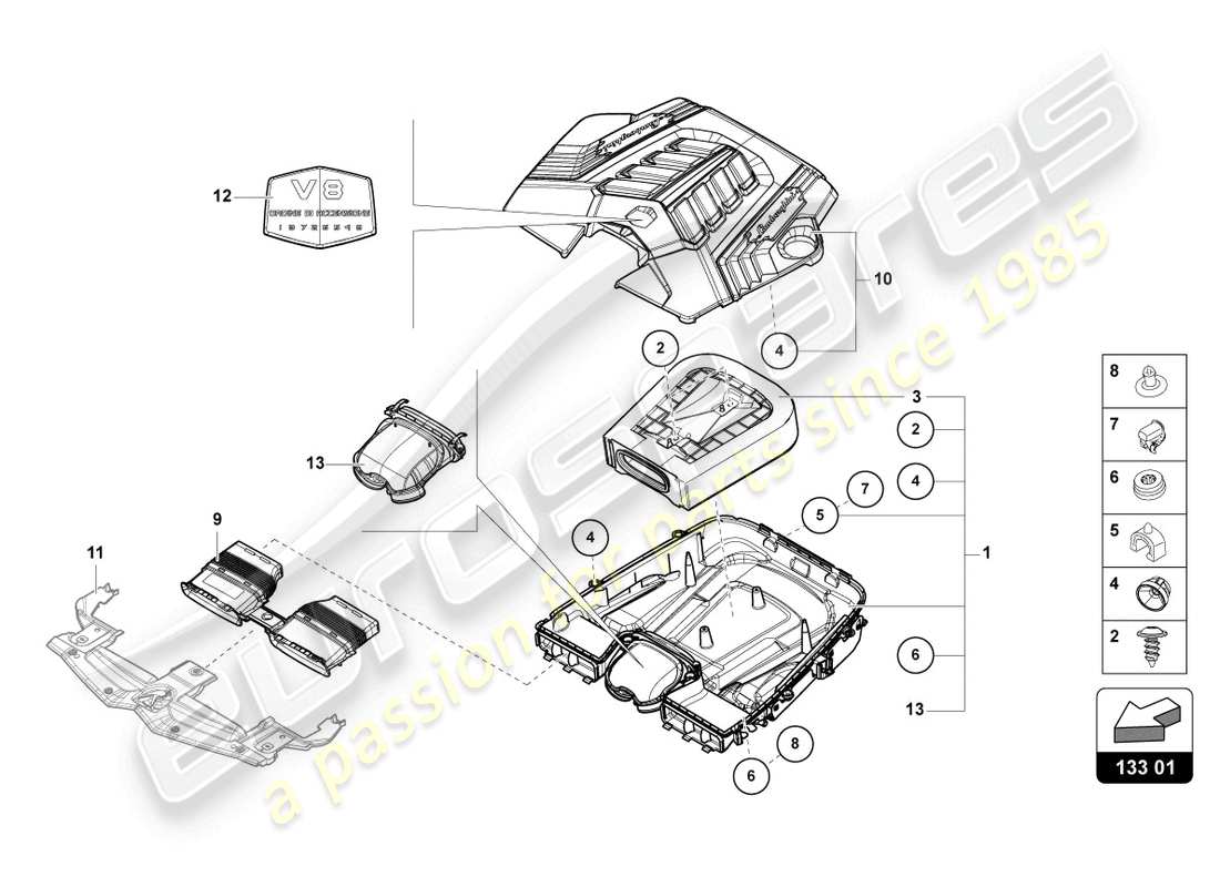 lamborghini urus performante (2024) air filter with connecting parts part diagram