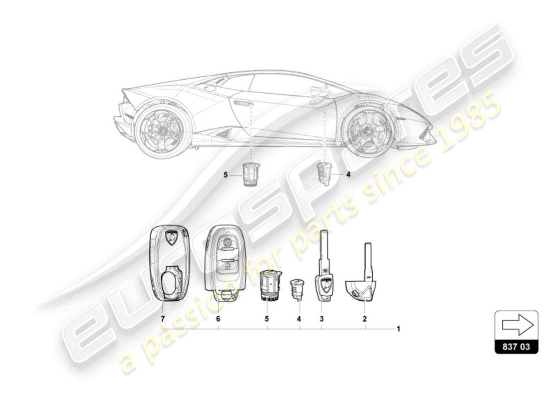 lamborghini sto (2023) lock with keys part diagram