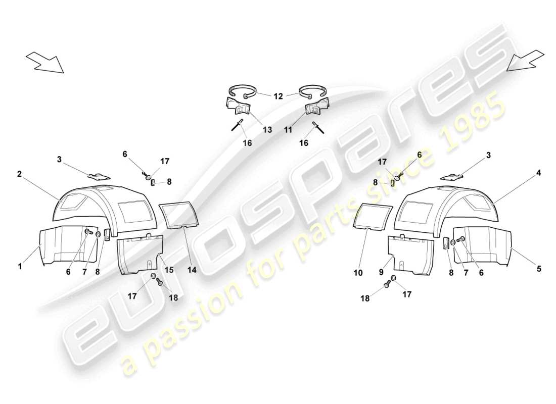 lamborghini lp640 roadster (2010) wheel housing liner front part diagram