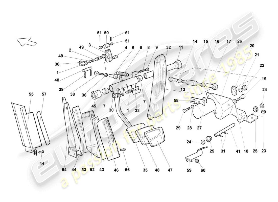 lamborghini lp670-4 sv (2010) brake and accel. lever mech. part diagram