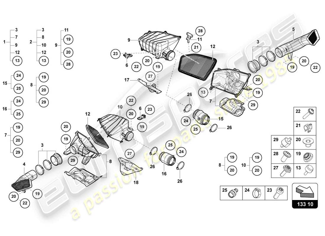 lamborghini sto (2024) air filter housing part diagram