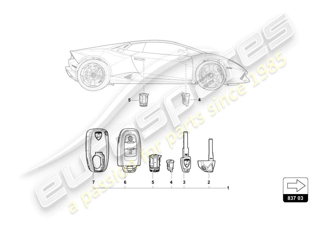 lamborghini sto (2021) lock with keys part diagram