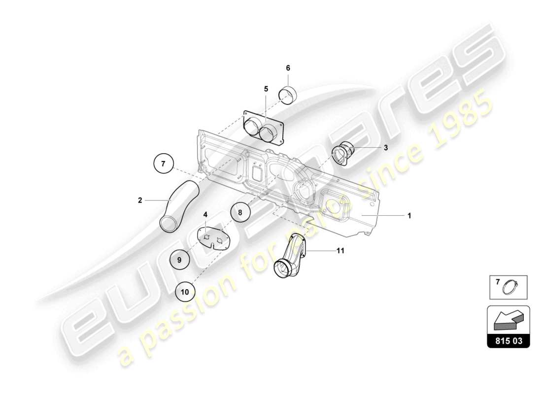 lamborghini super trofeo evo 2 (2022) dashboard air pipe part diagram