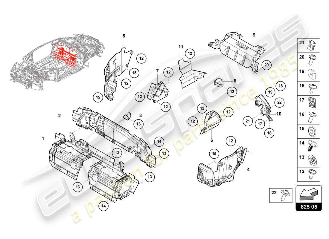 lamborghini sto (2021) heat shield part diagram