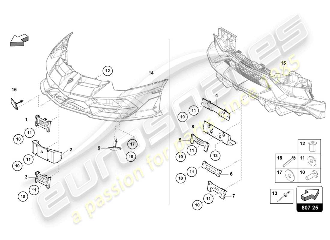 lamborghini lp770-4 svj roadster (2022) bumper, complete part diagram