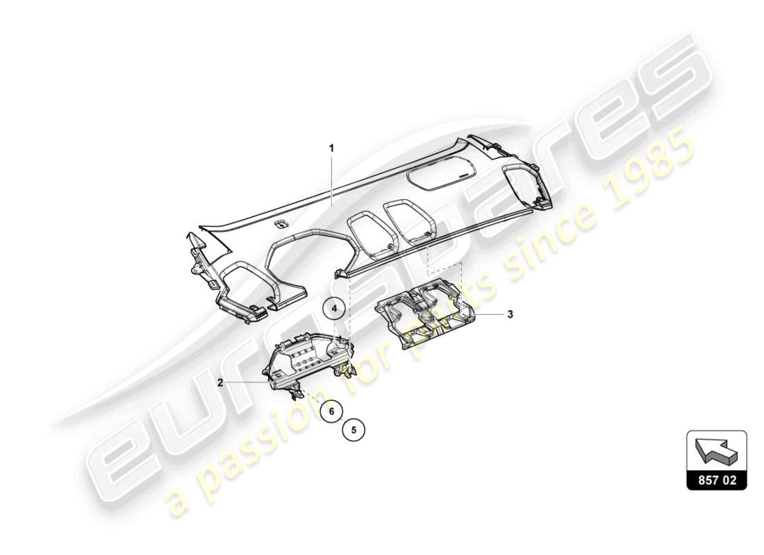 lamborghini super trofeo evo 2 (2022) dashboard - trims part diagram