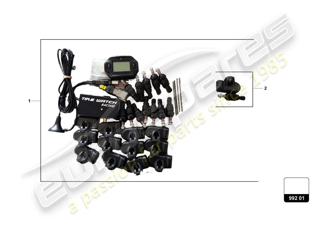 lamborghini super trofeo evo 2 (2022) tpms kit part diagram