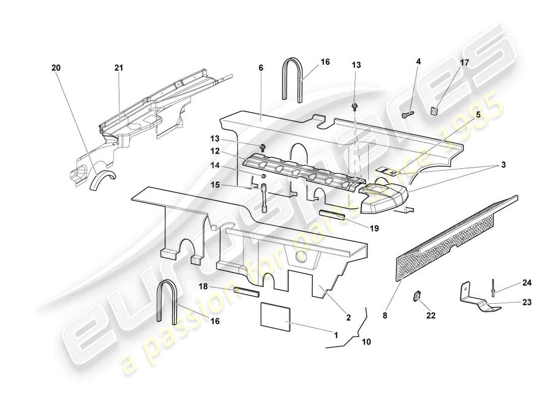 lamborghini lp640 roadster (2008) sound absorbers part diagram