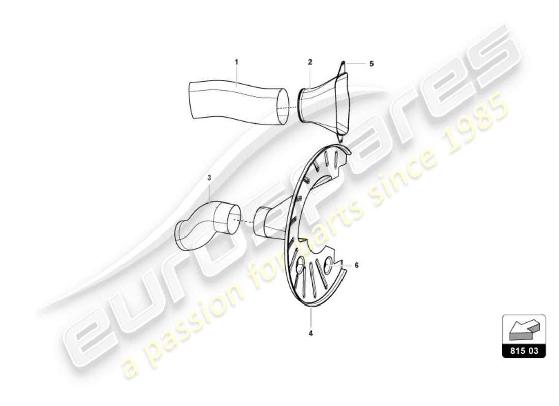 lamborghini super trofeo evo 2 (2022) front brake disc and caliper cooling part diagram