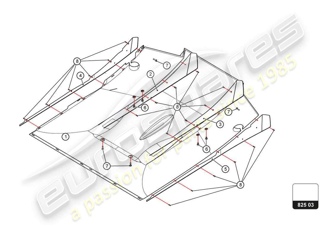 lamborghini super trofeo evo 2 (2022) heat shield part diagram