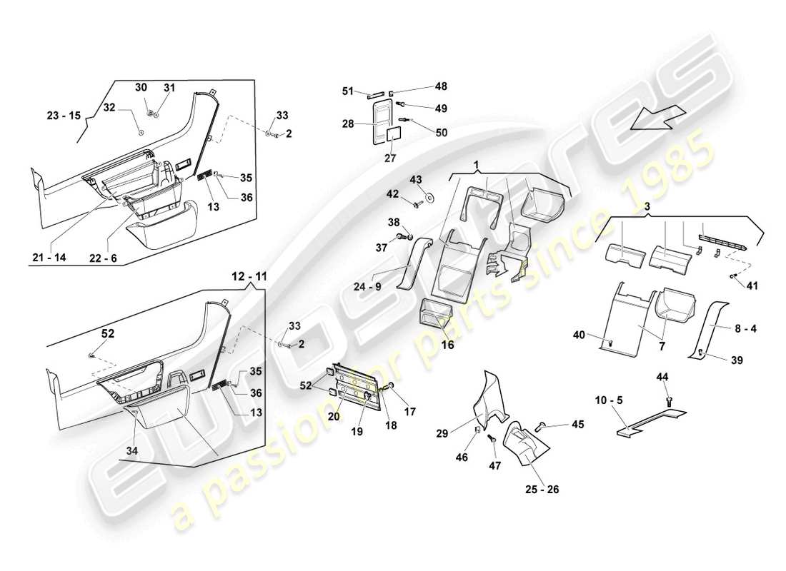 lamborghini lp640 coupe (2007) pillar trim part diagram