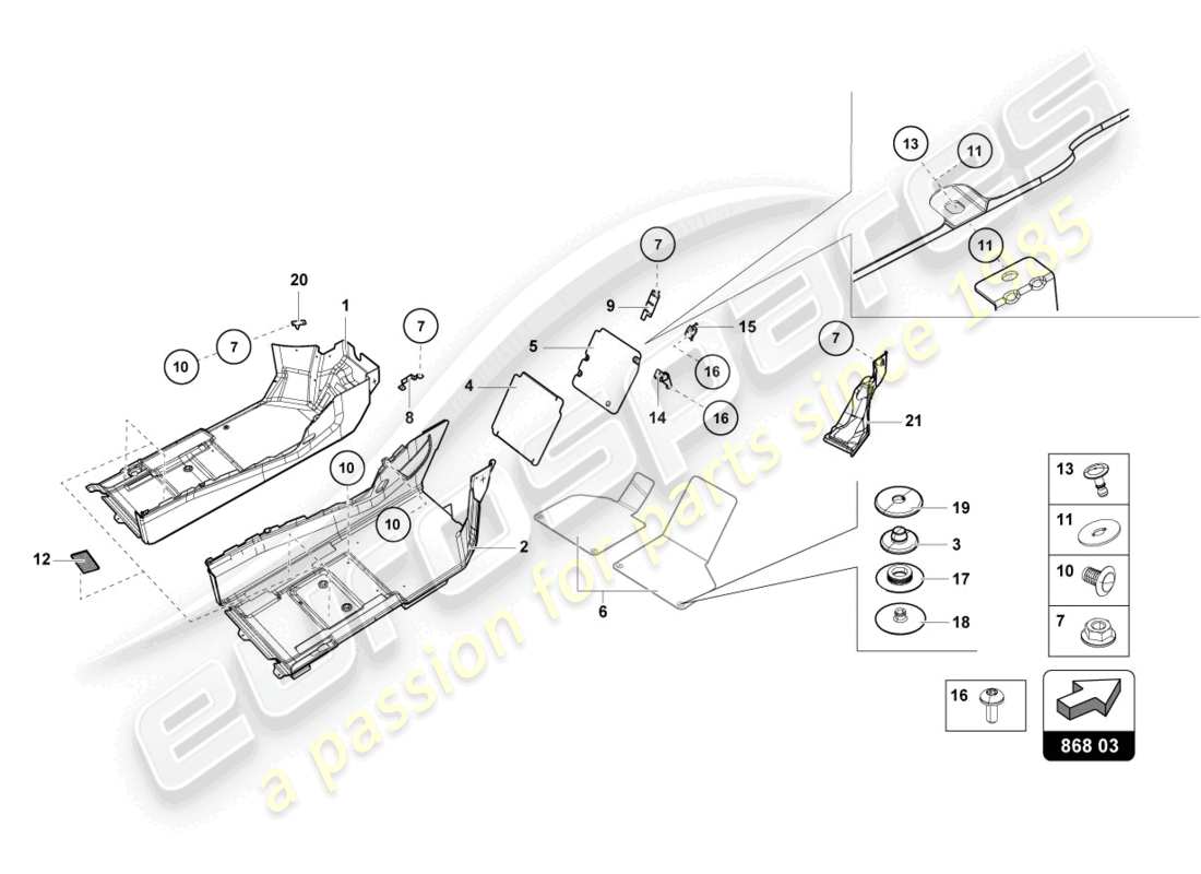 lamborghini evo coupe (2022) noise insulation plate inner part diagram