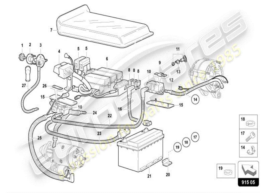 lamborghini diablo vt (1998) battery part diagram