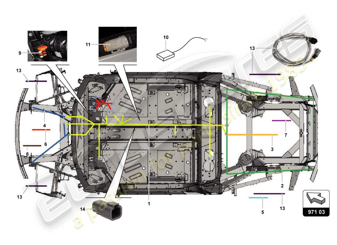 lamborghini super trofeo evo 2 (2022) electrical system part diagram