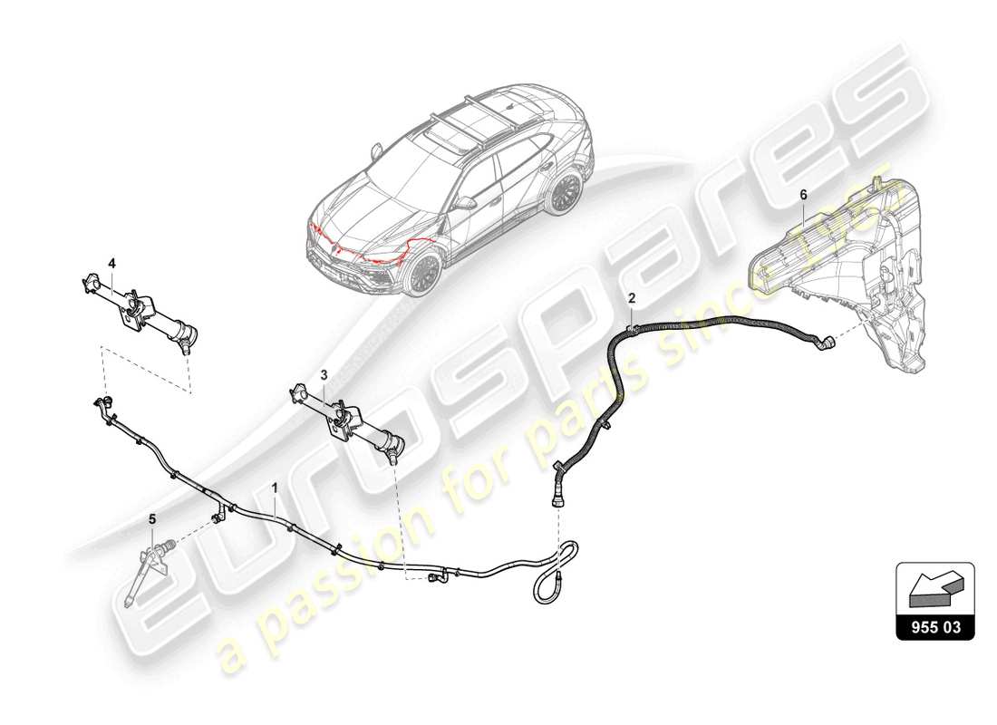 lamborghini urus s (2023) headlight washer system part diagram