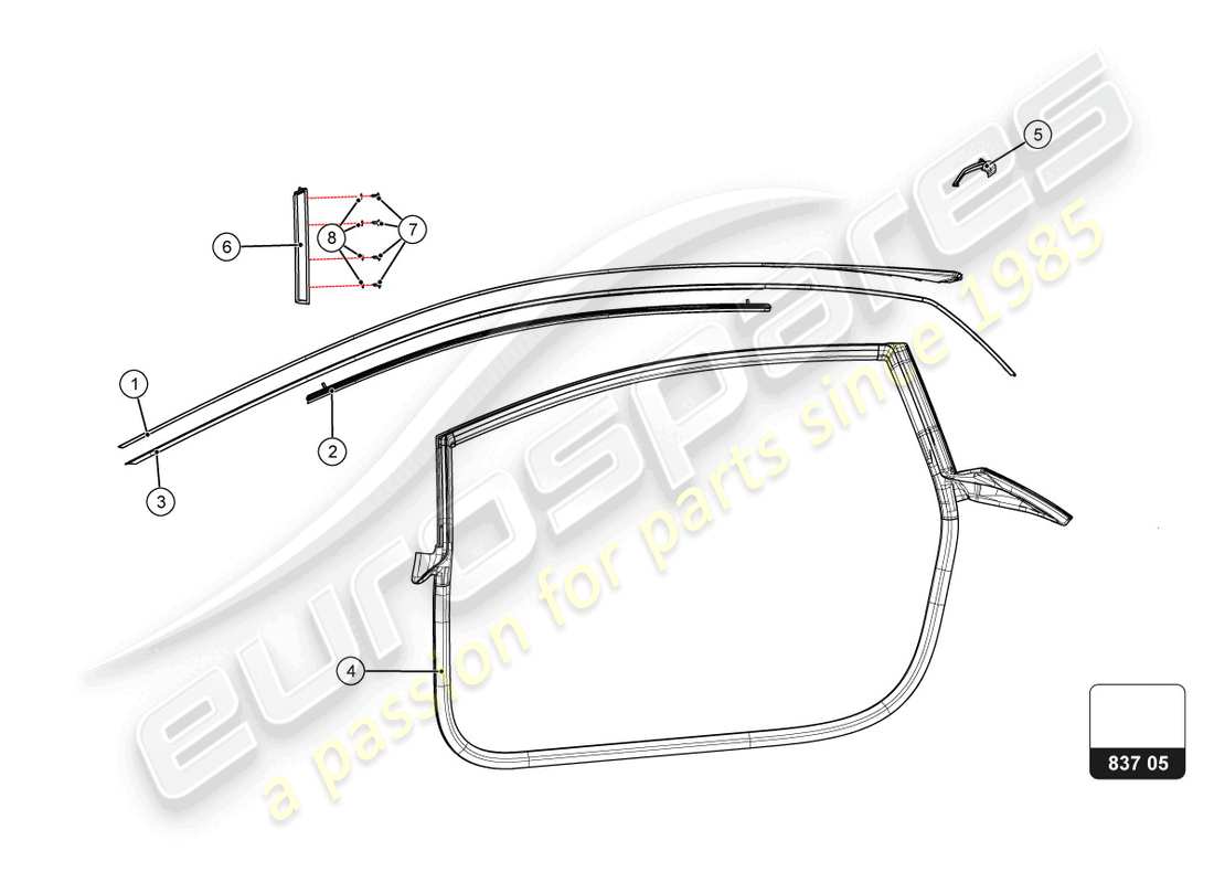 lamborghini super trofeo evo 2 (2022) door seal part diagram