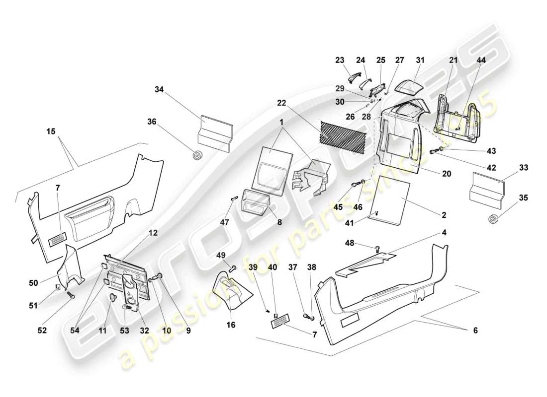 lamborghini reventon roadster pillar trim part diagram