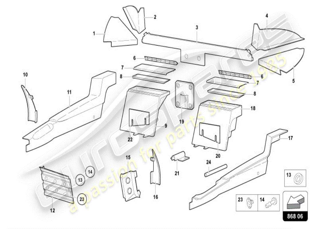 lamborghini diablo vt (1998) interior decor part diagram