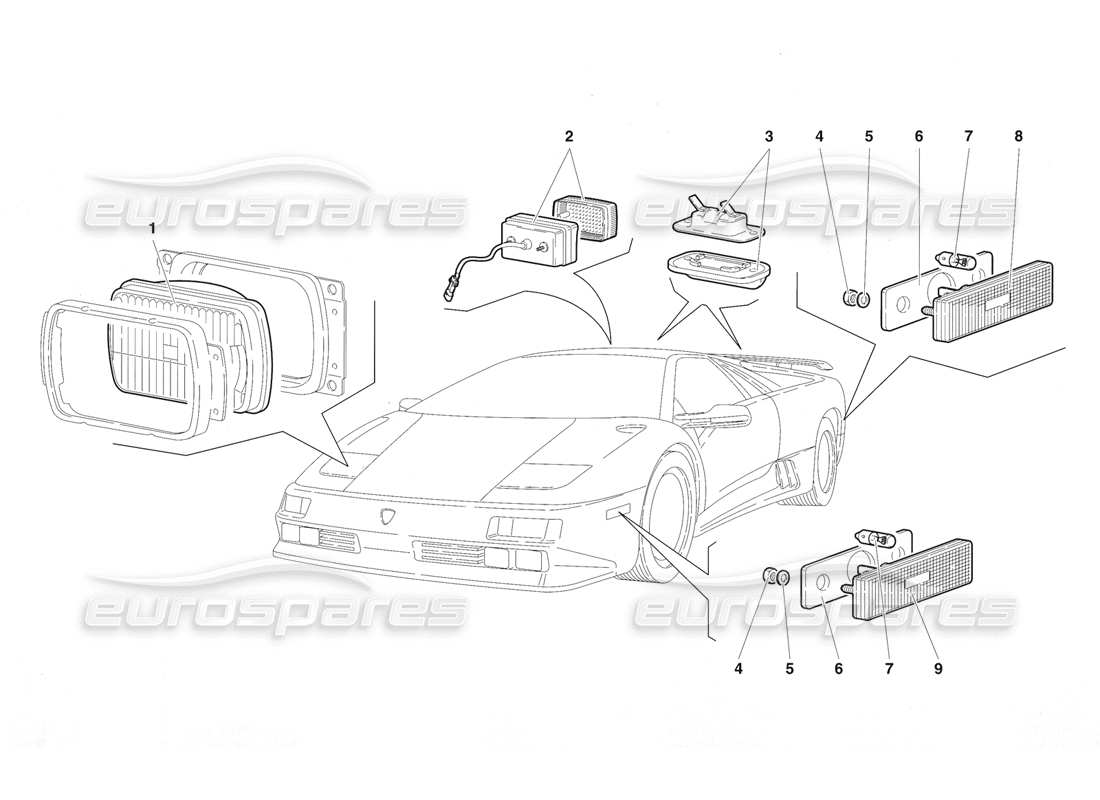 lamborghini diablo se30 (1995) lights (valid for usa - january 1995) part diagram