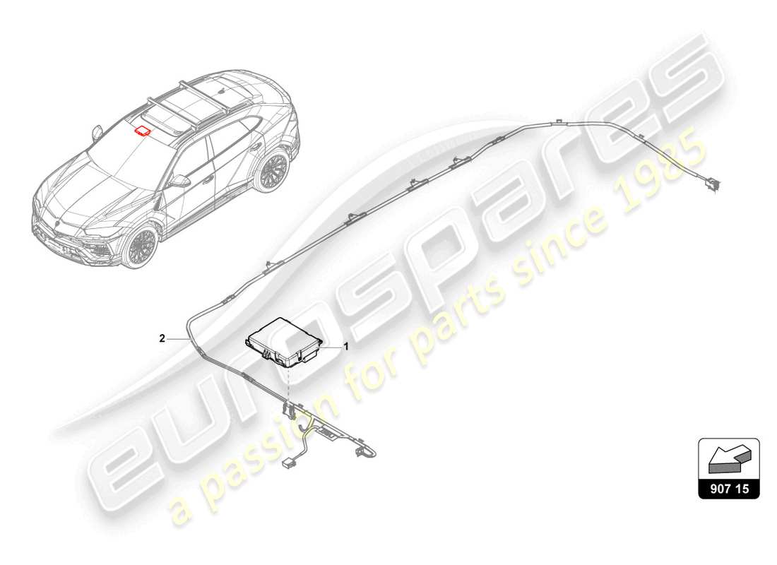 lamborghini urus s (2023) control unit for electric sliding sunroof controls part diagram