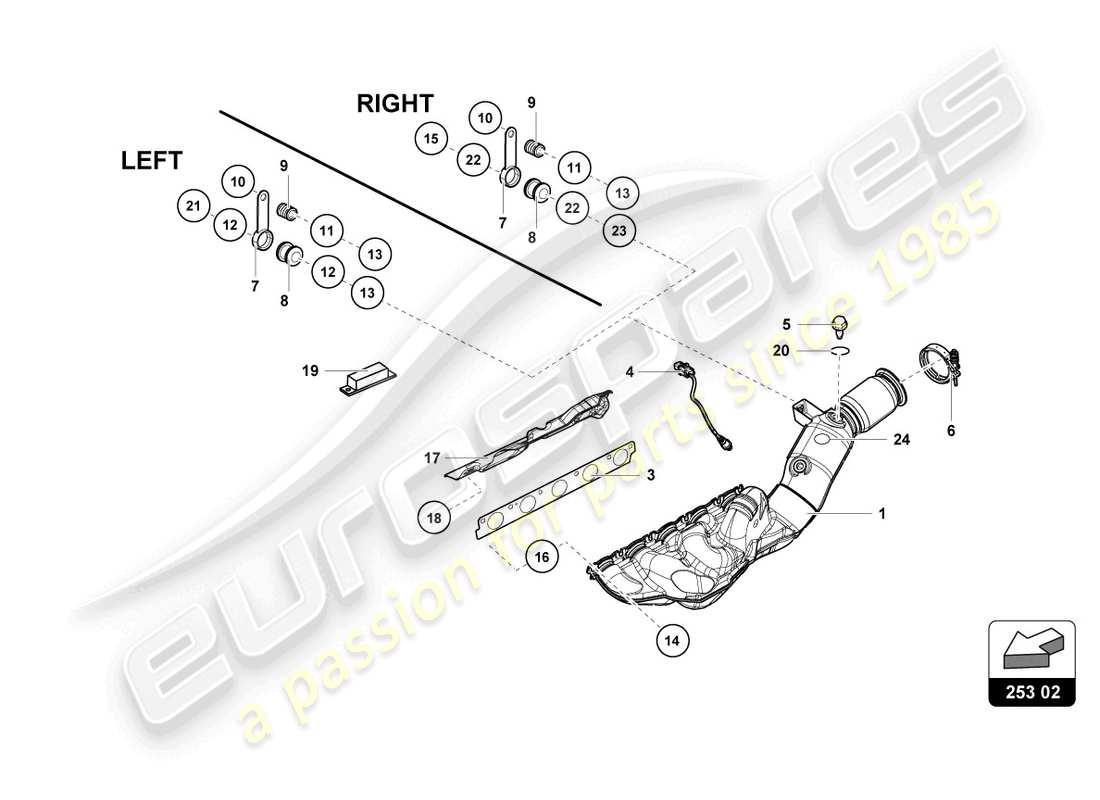 lamborghini super trofeo evo 2 (2022) exhaust system part diagram