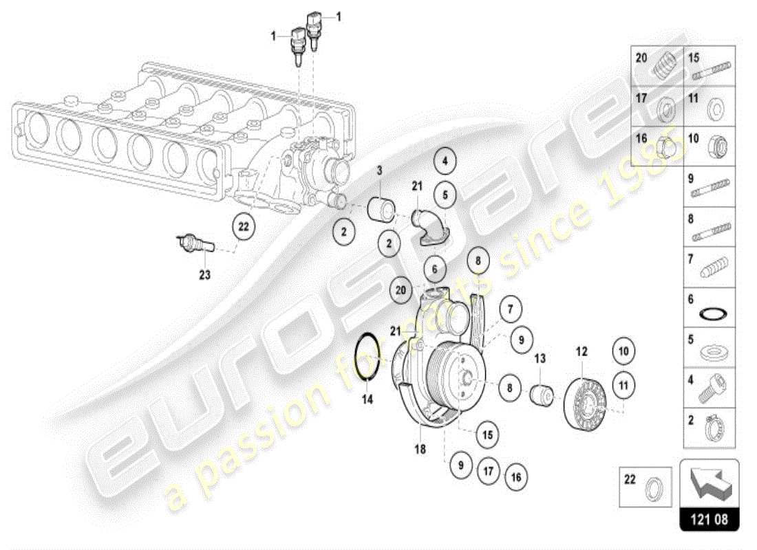 lamborghini diablo vt (1999) coolant pump part diagram