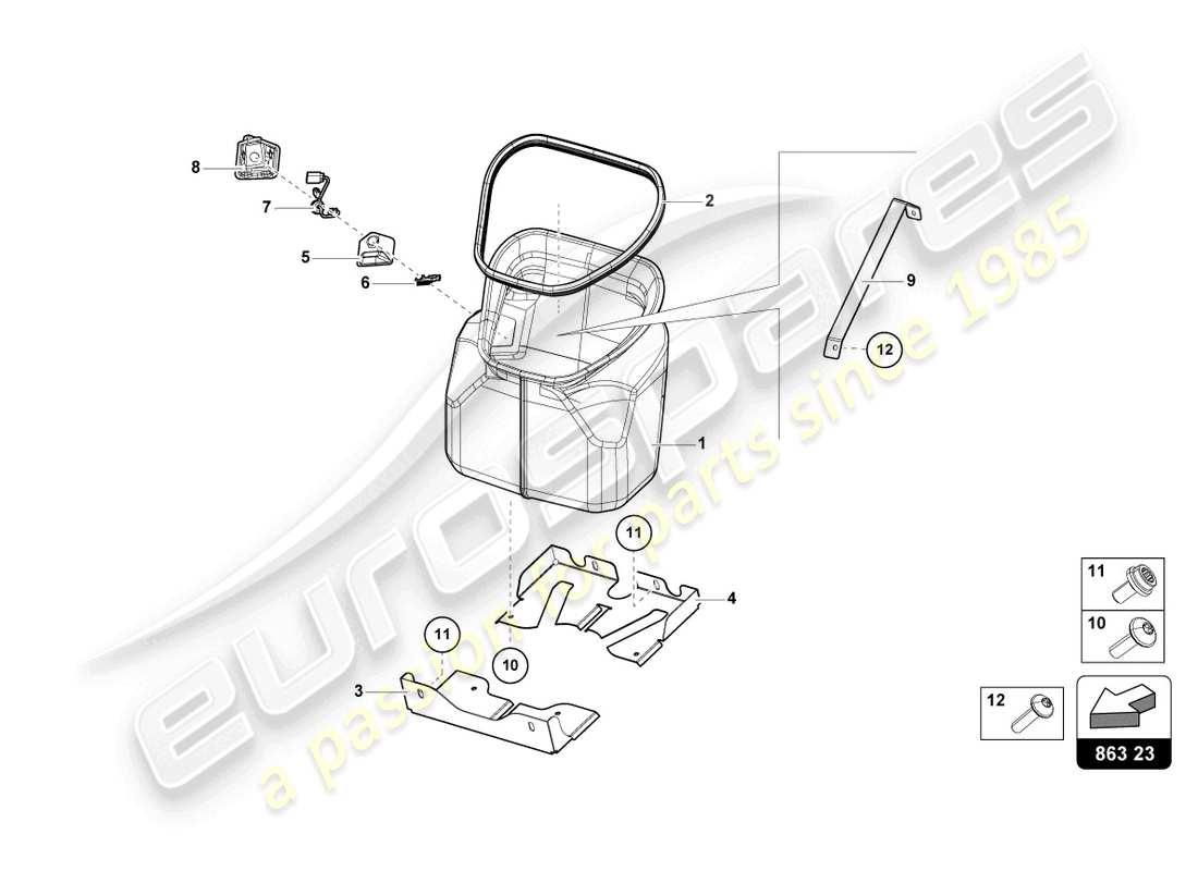 lamborghini countach lpi 800-4 (2022) luggage boot trims part diagram