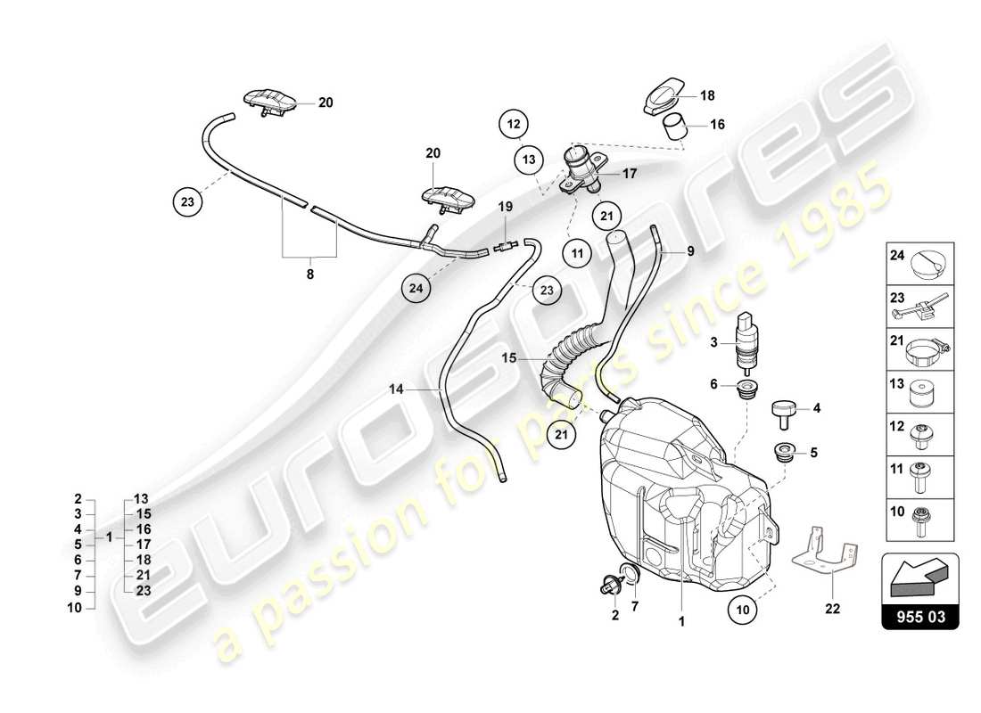 lamborghini countach lpi 800-4 (2022) windscreen washer system part diagram